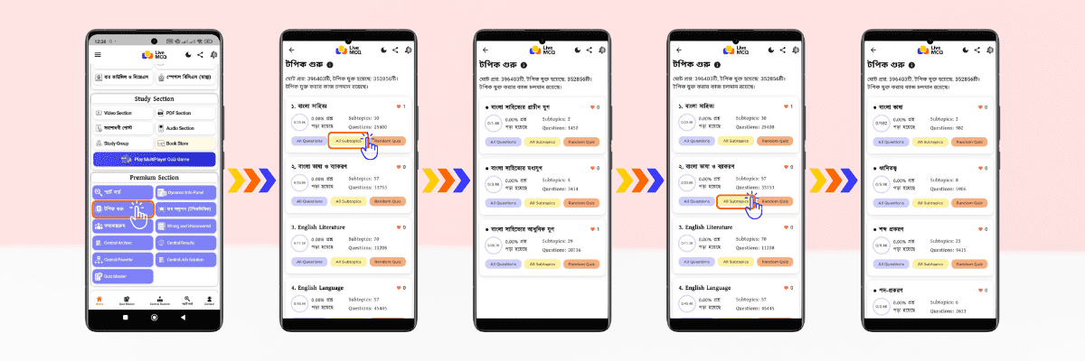 ব্যাংক জব বাংলা প্রস্তুতির জন্য Live MCQ অ্যাপের ফিচার সমূহ